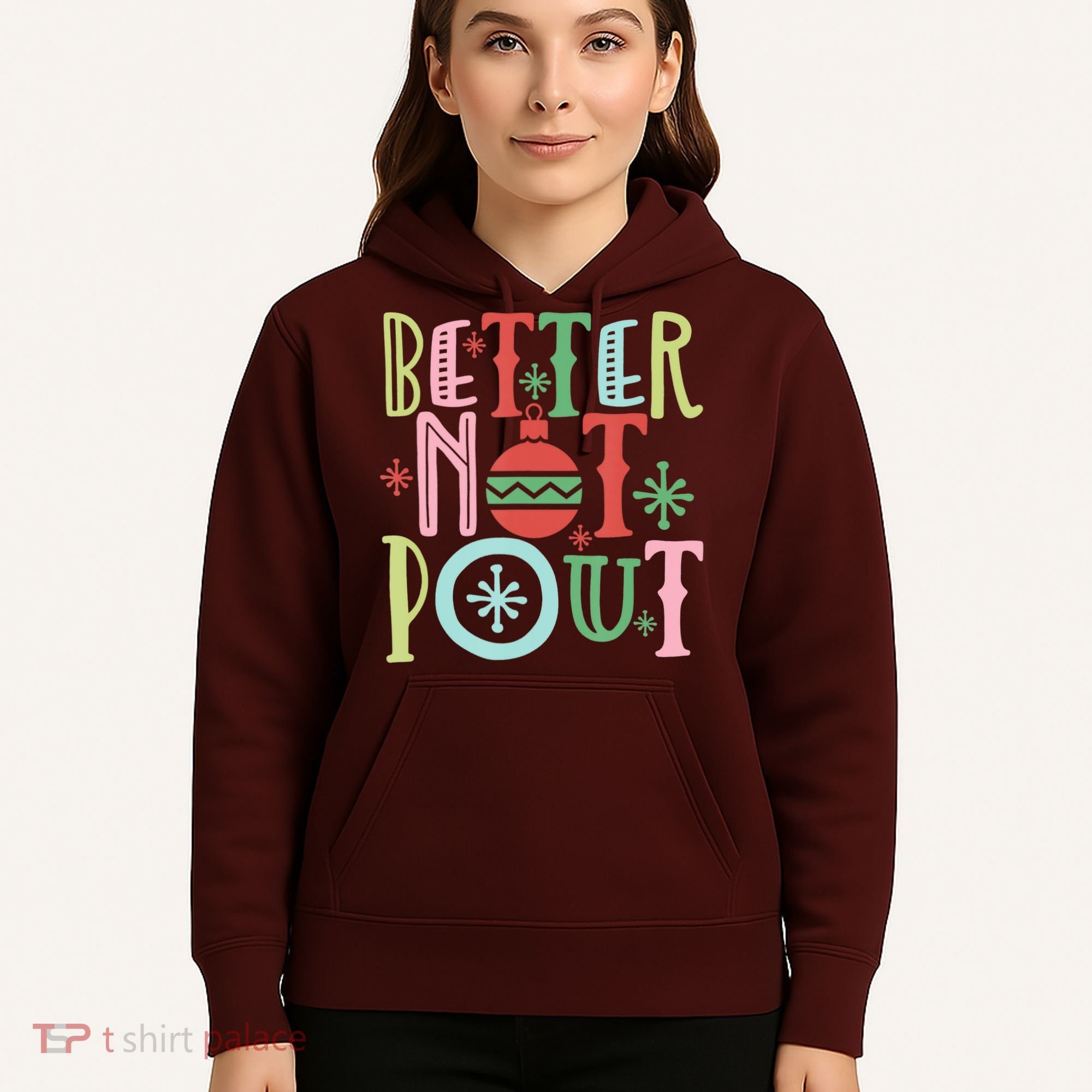 Better Not Pout Christmas Pun Distressed Hoodie