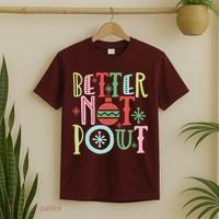 Better Not Pout Christmas Pun Distressed T-Shirt thumb 2