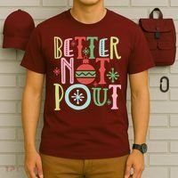 Better Not Pout Christmas Pun Distressed T-Shirt thumb 6