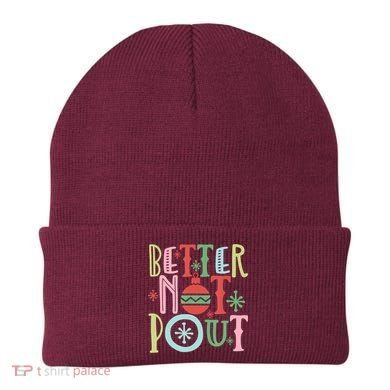 Better Not Pout Christmas Pun Distressed Beanie