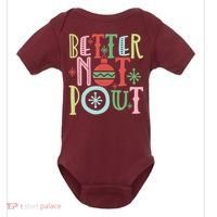 Better Not Pout Christmas Pun Distressed Baby Bodysuit thumb 0