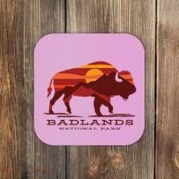 Badlands National Park South Dakota Buffalo Bison Sunset Coaster thumb 0