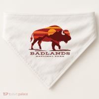 Badlands National Park South Dakota Buffalo Bison Sunset USA-Made Doggie Bandana thumb 0