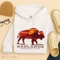 Badlands National Park South Dakota Buffalo Bison Sunset Hoodie thumb 4