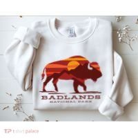 Badlands National Park South Dakota Buffalo Bison Sunset Sweatshirt thumb 2