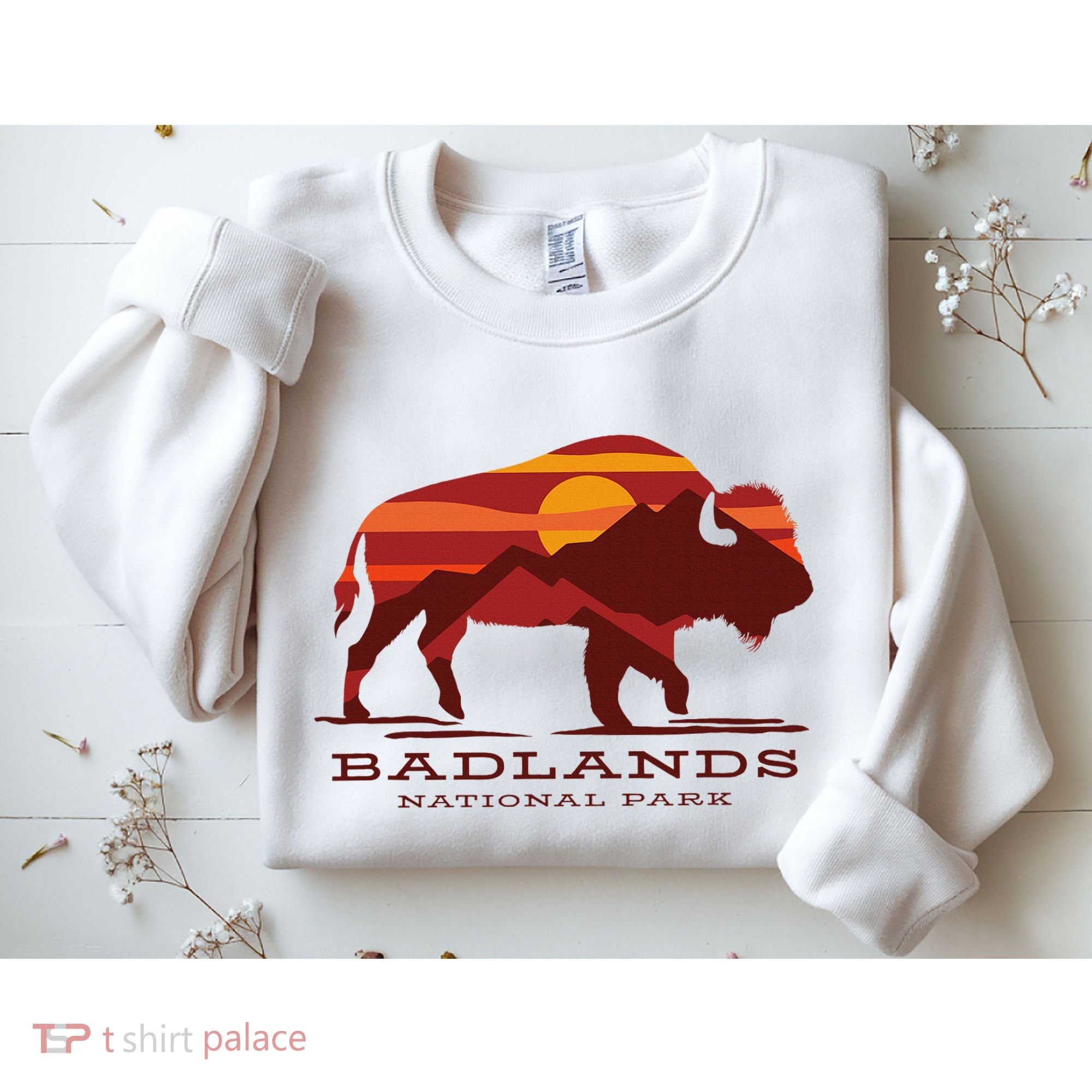 Badlands National Park South Dakota Buffalo Bison Sunset Sweatshirt