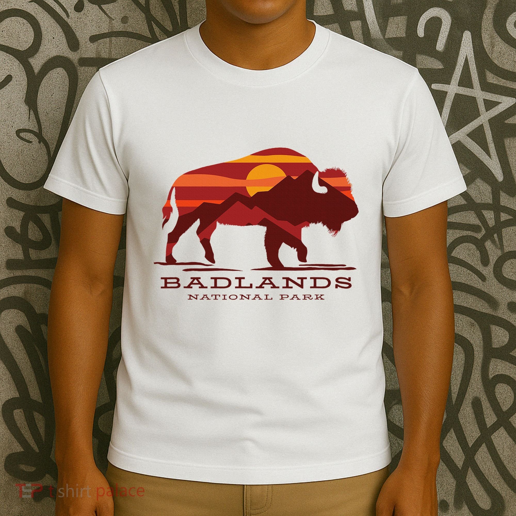 Badlands National Park South Dakota Buffalo Bison Sunset T-Shirt