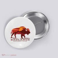 Badlands National Park South Dakota Buffalo Bison Sunset Button thumb 0