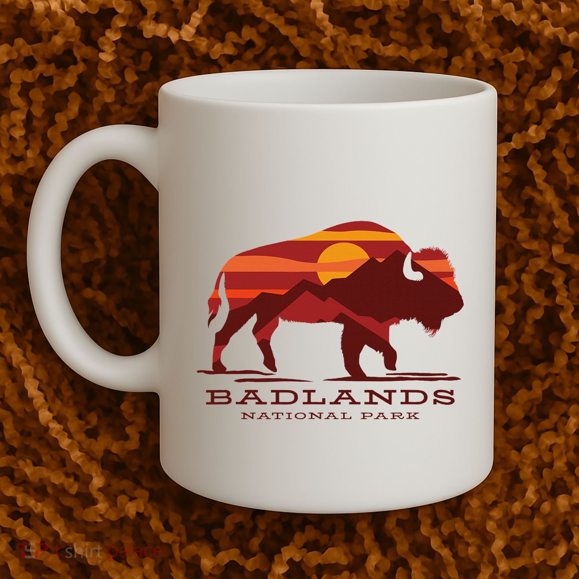 Badlands National Park South Dakota Buffalo Bison Sunset Coffee Mug