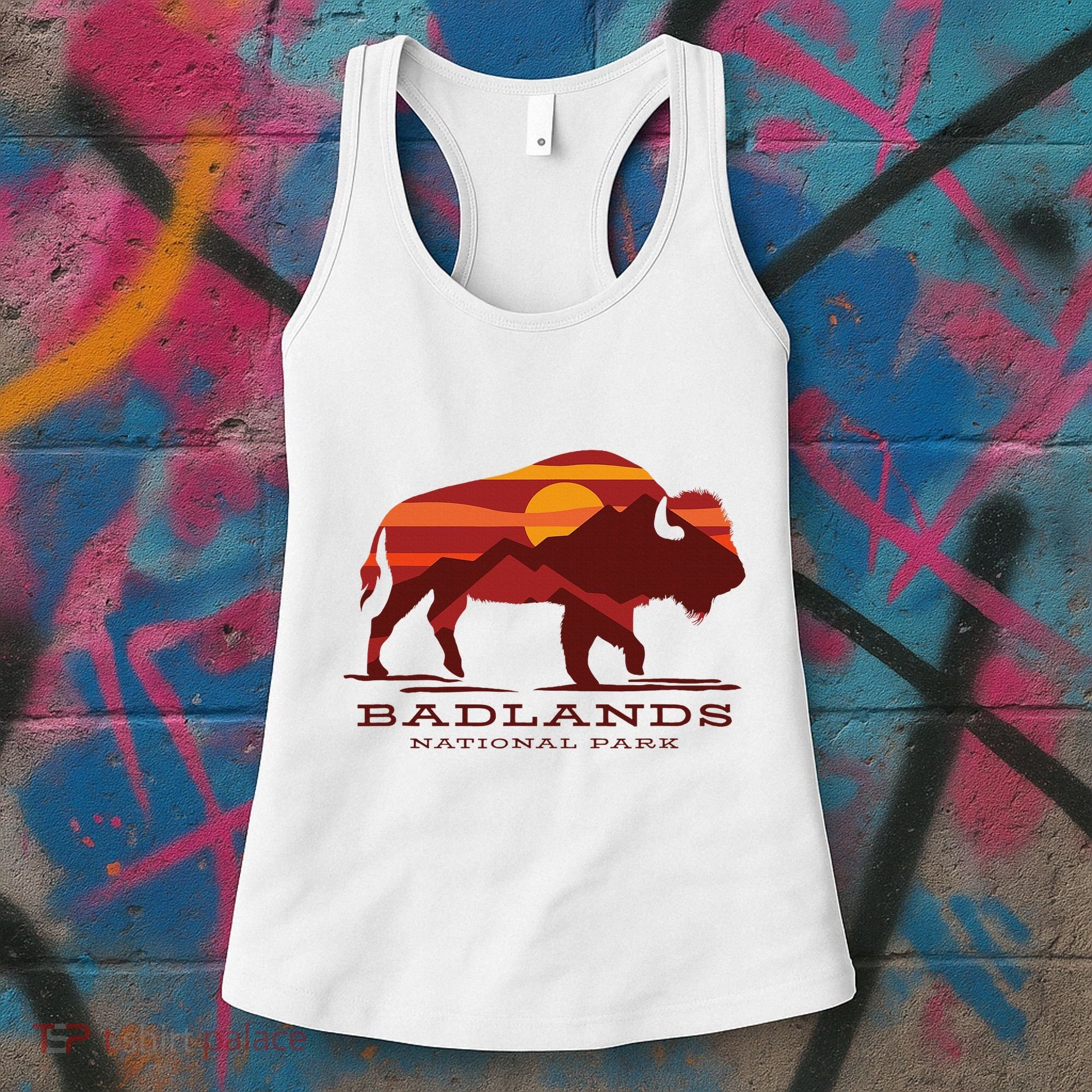 Badlands National Park South Dakota Buffalo Bison Sunset Women's Tank Top