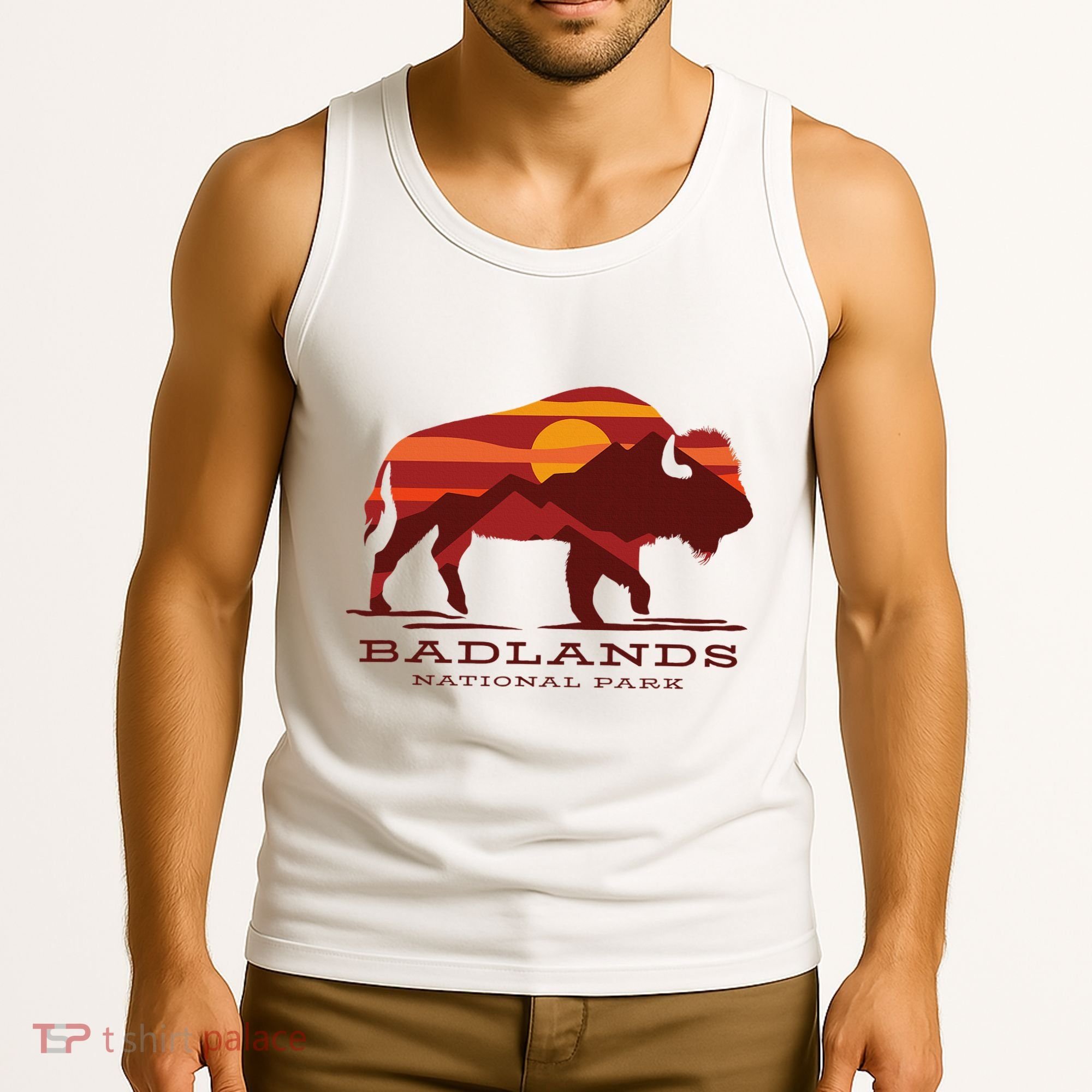 Badlands National Park South Dakota Buffalo Bison Sunset Tank Top