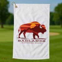 Badlands National Park South Dakota Buffalo Bison Sunset Golf Towel thumb 1