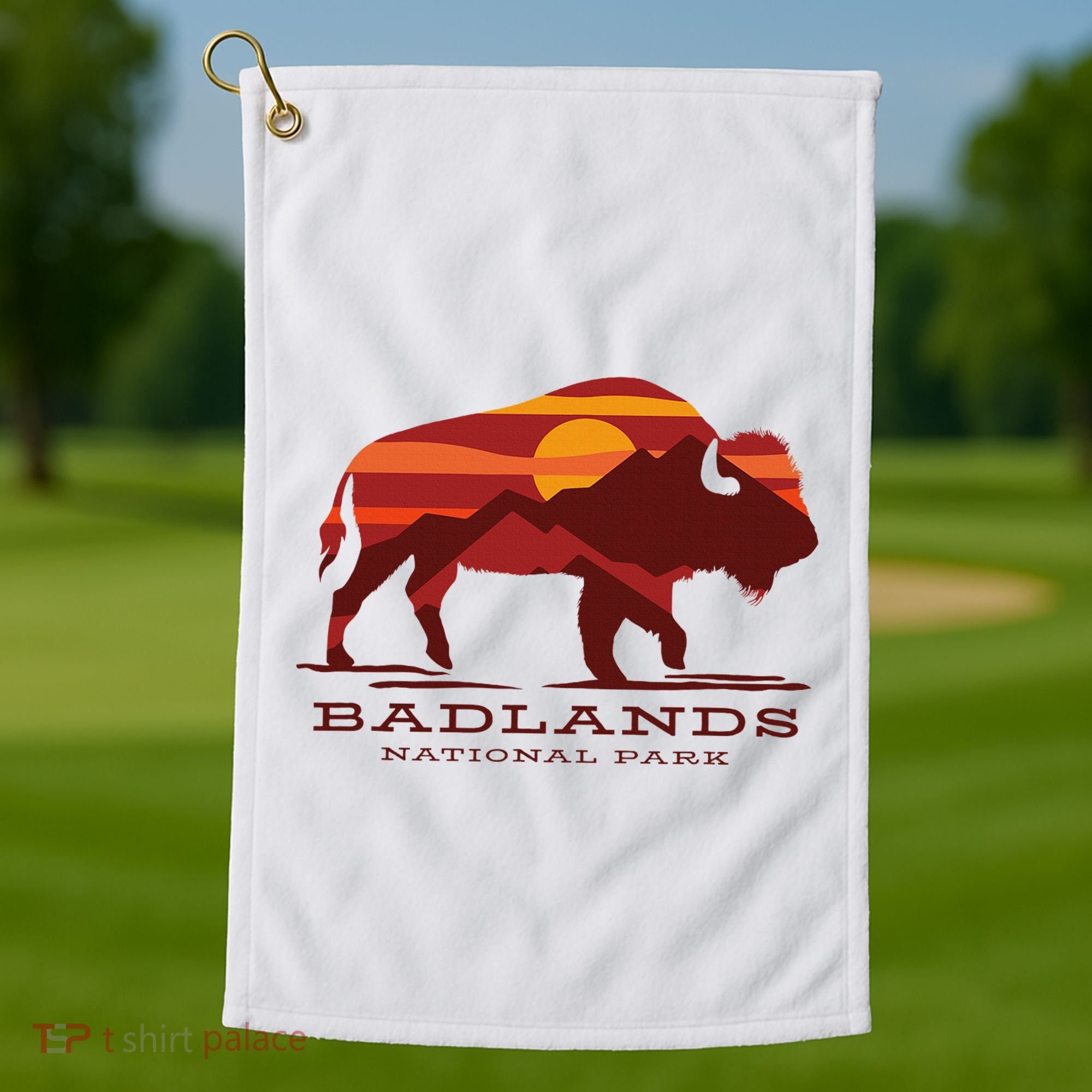 Badlands National Park South Dakota Buffalo Bison Sunset Golf Towel