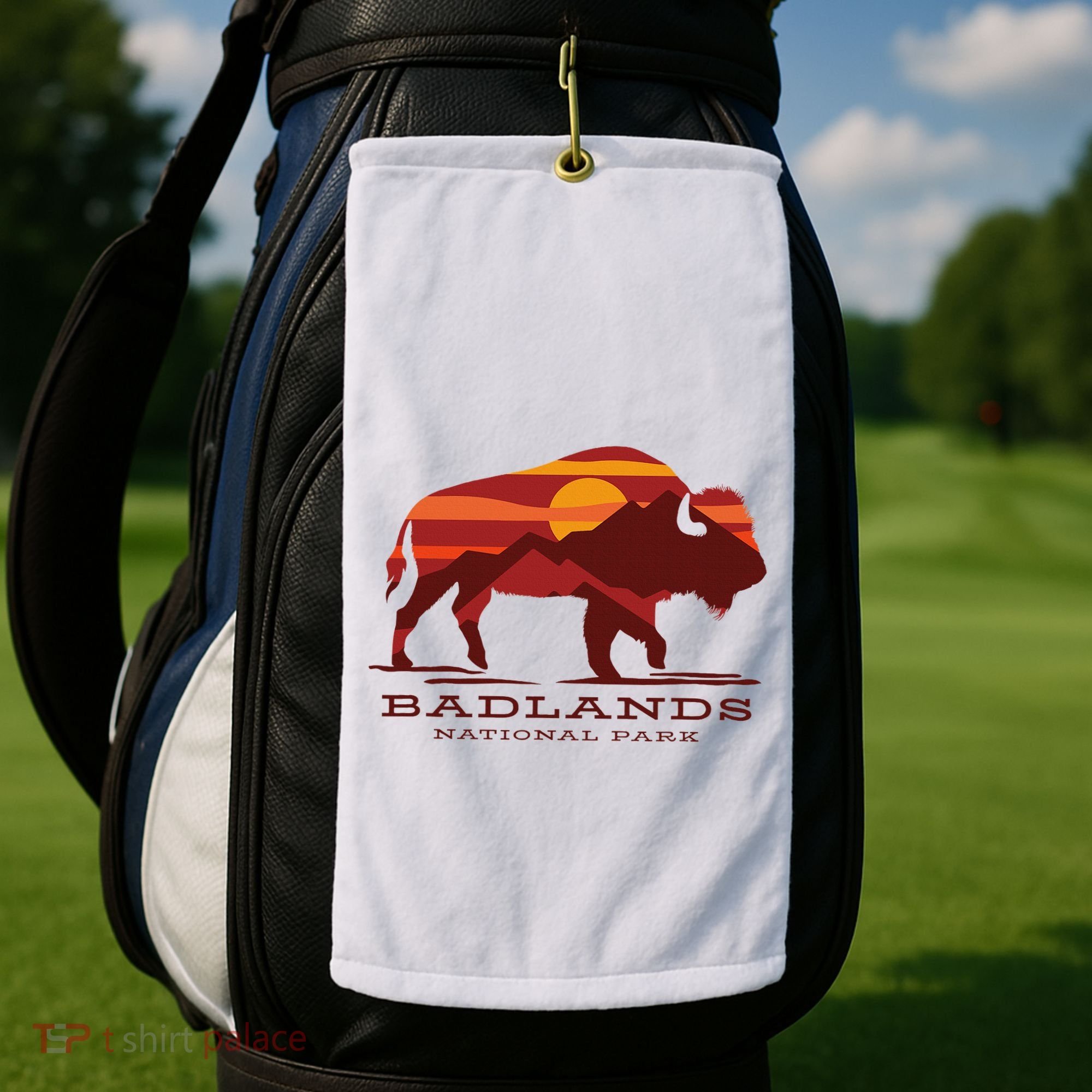 Badlands National Park South Dakota Buffalo Bison Sunset Golf Towel