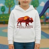 Badlands National Park South Dakota Buffalo Bison Sunset Kids Hoodie thumb 3