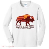 Badlands National Park South Dakota Buffalo Bison Sunset Kids Long Sleeve Shirt thumb 0