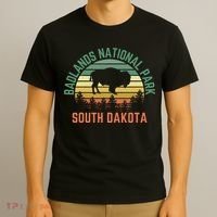 Badlands National Park South Dakota Buffalo Retro Sunset T-Shirt thumb 3