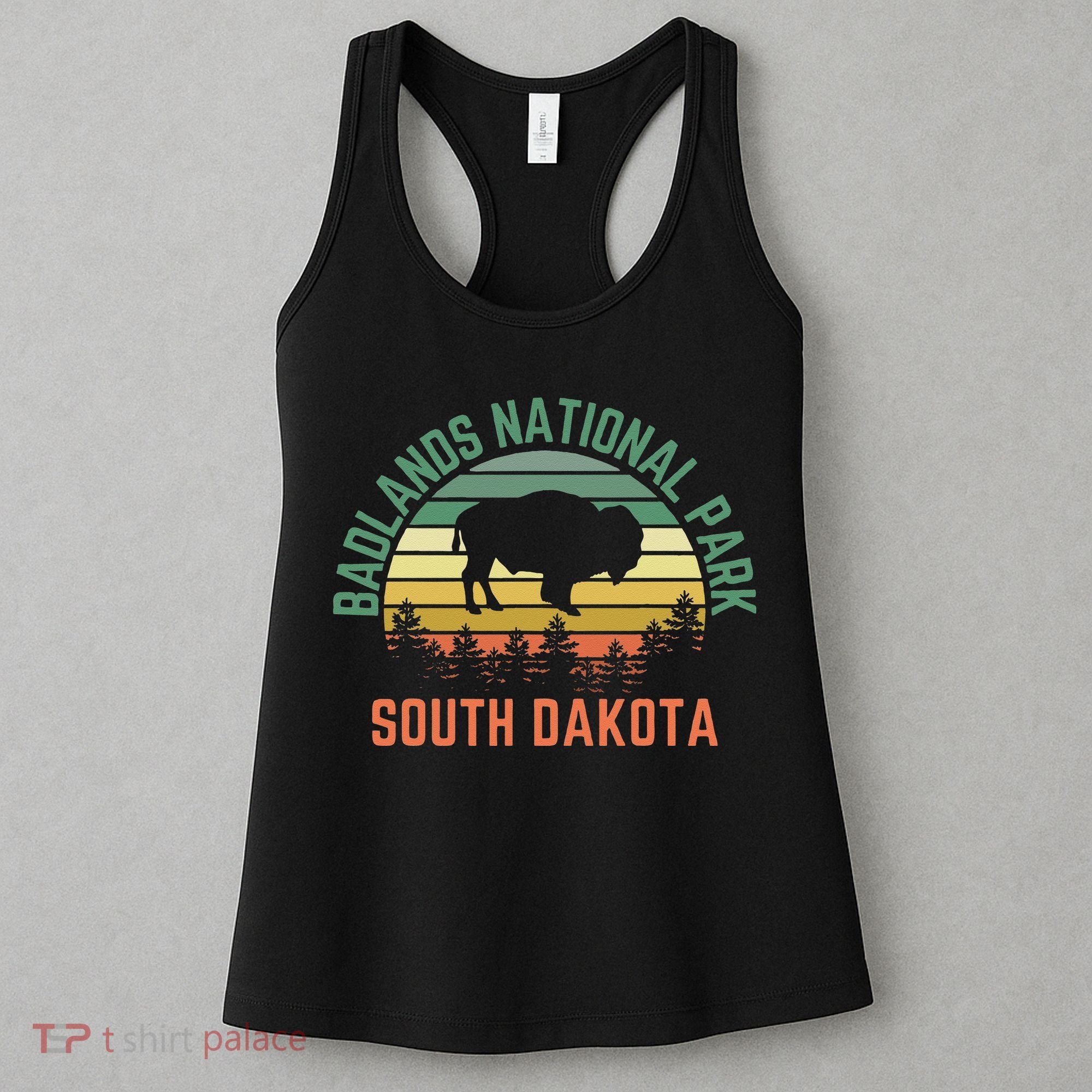 Badlands National Park South Dakota Buffalo Retro Sunset Women's Tank Top