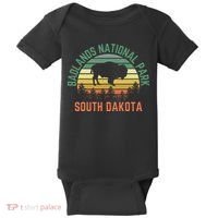 Badlands National Park South Dakota Buffalo Retro Sunset Baby Bodysuit thumb 0