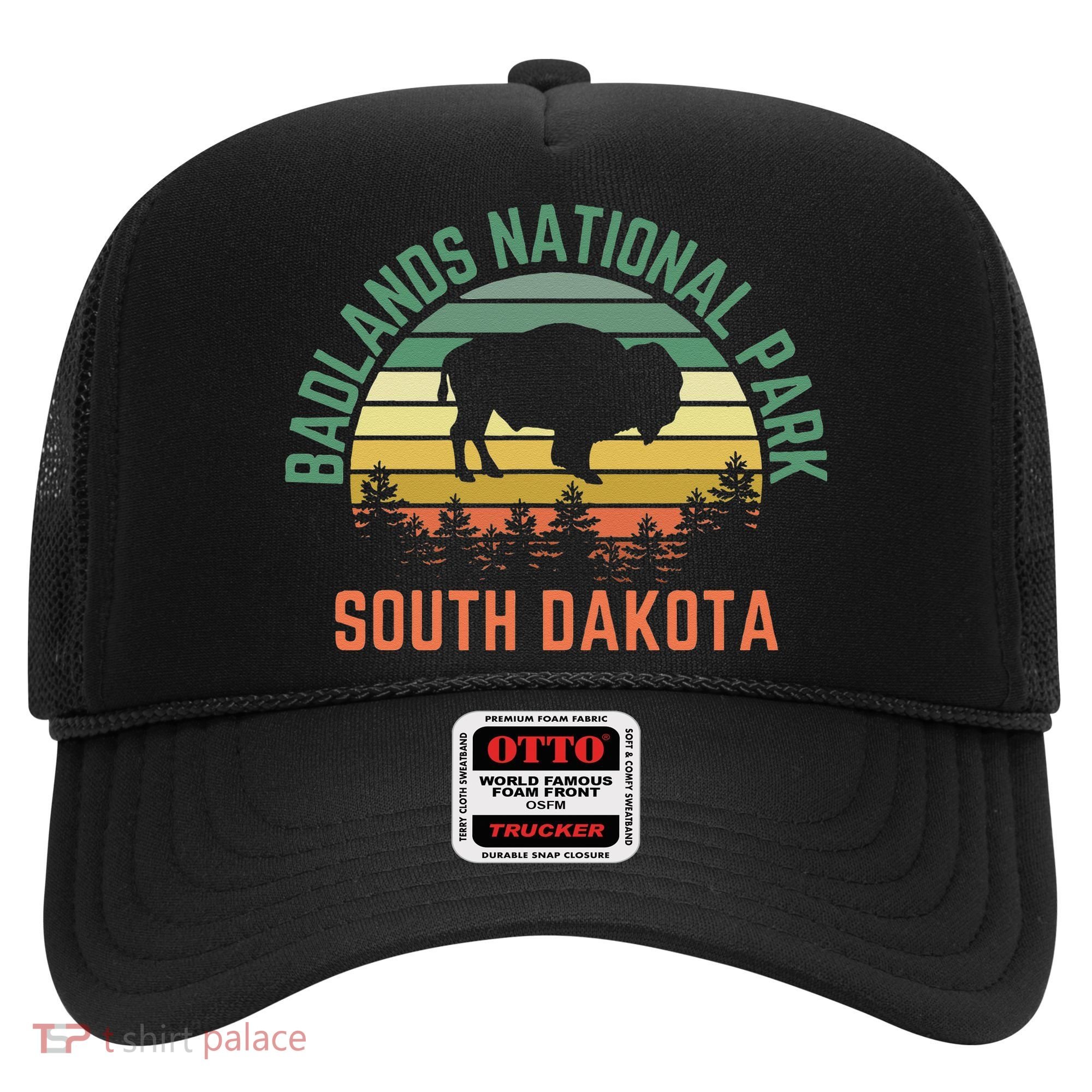 Badlands National Park South Dakota Buffalo Retro Sunset Hat