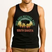 Badlands National Park South Dakota Buffalo Retro Sunset Tank Top thumb 3