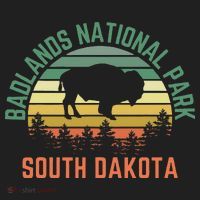 Badlands National Park South Dakota Buffalo Retro Sunset Golf Towel thumb 3