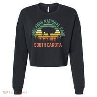 Badlands National Park South Dakota Buffalo Retro Sunset Cropped Pullover Crew thumb 0