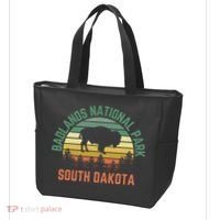 Badlands National Park South Dakota Buffalo Retro Sunset Tote Bag thumb 3