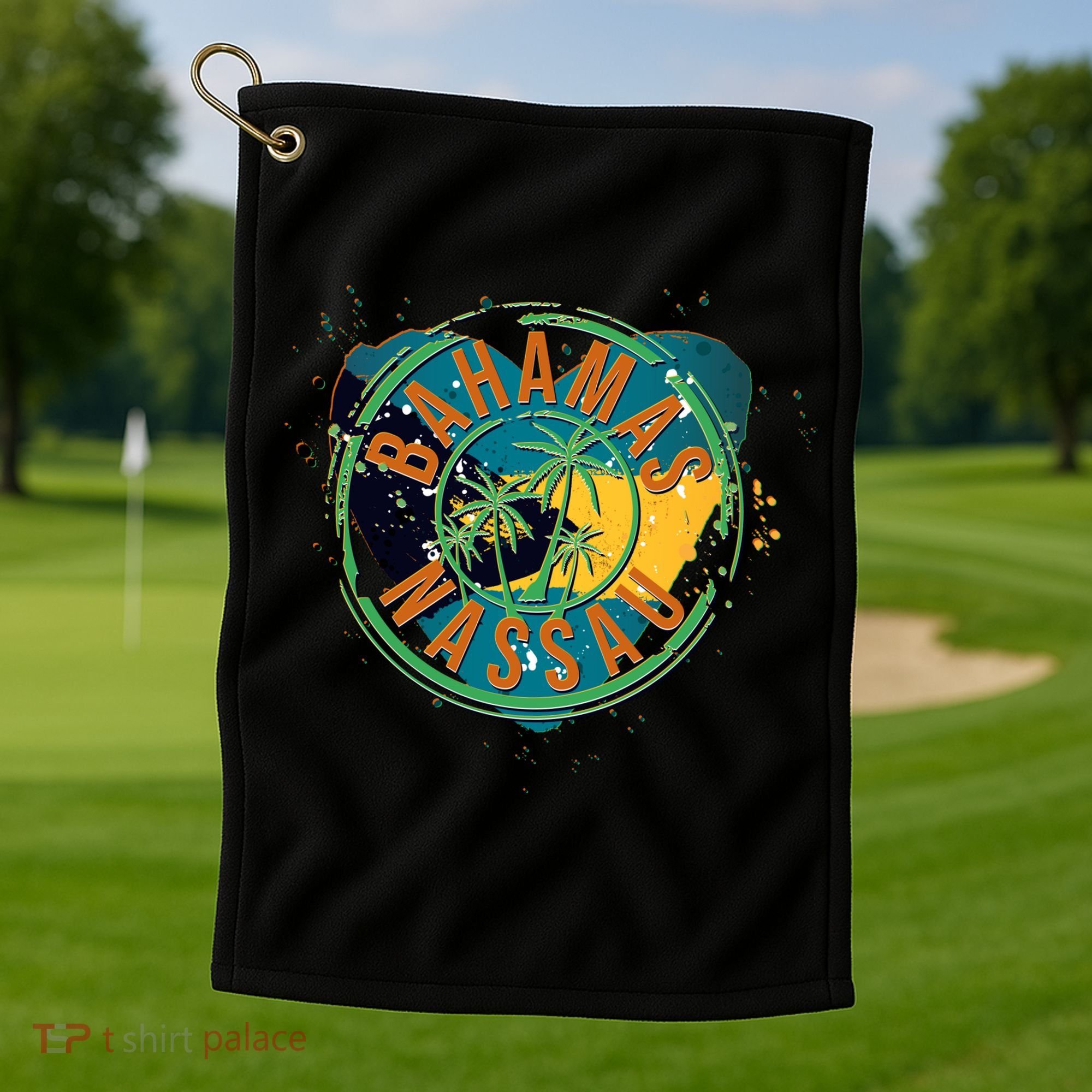 Bahamas Nassau Paint Stamp Emblem Golf Towel