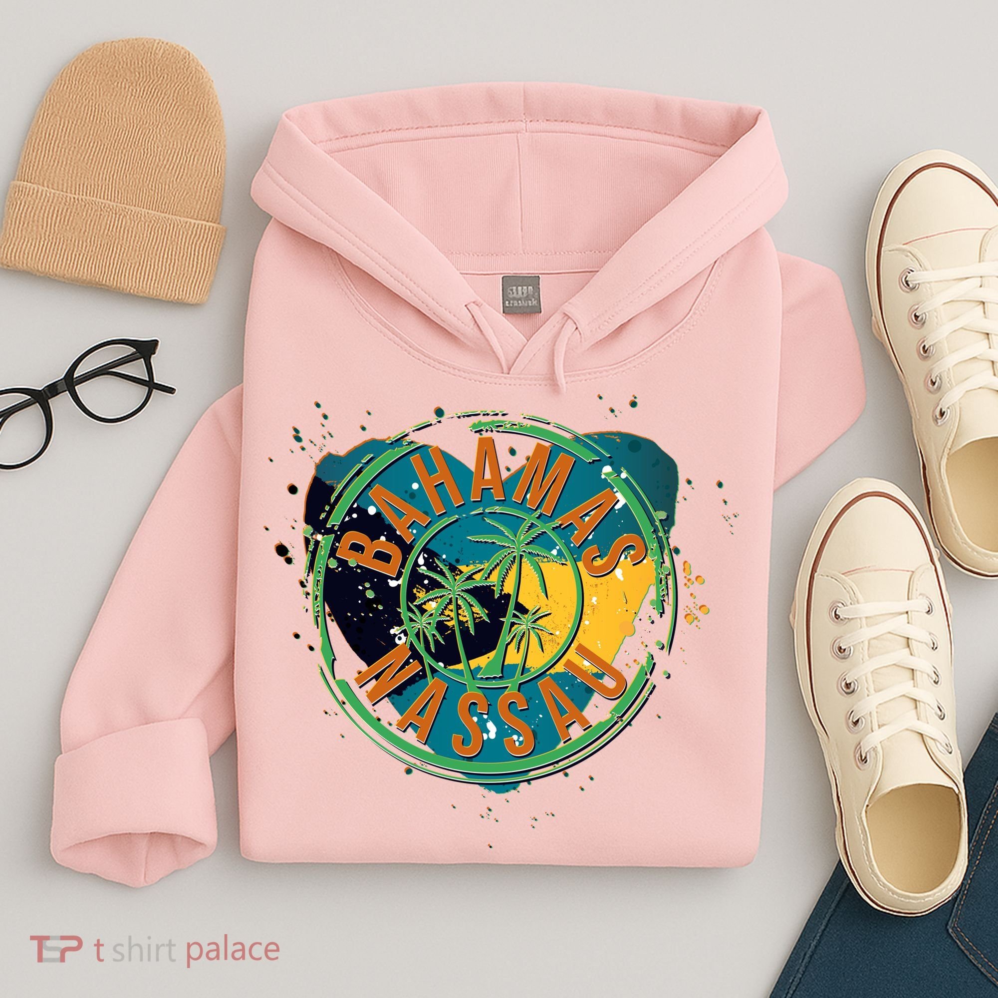 Bahamas Nassau Paint Stamp Emblem Hoodie