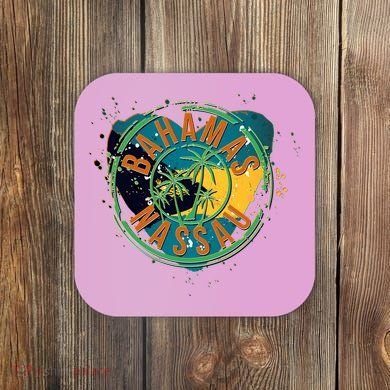 Bahamas Nassau Paint Stamp Emblem Coaster