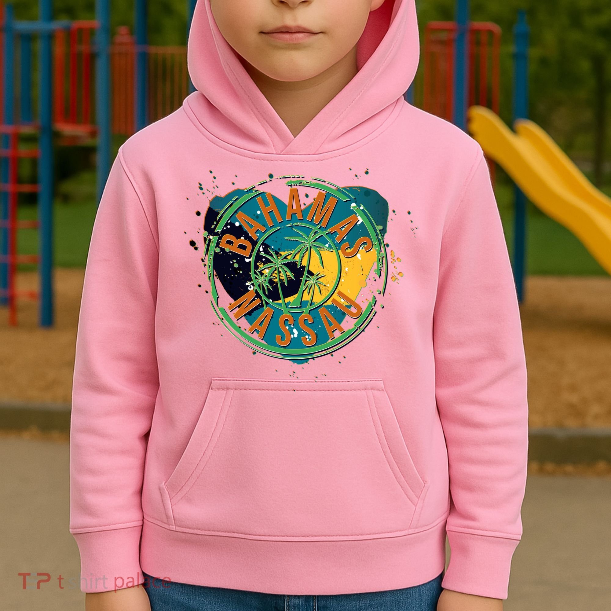 Bahamas Nassau Paint Stamp Emblem Kids Hoodie
