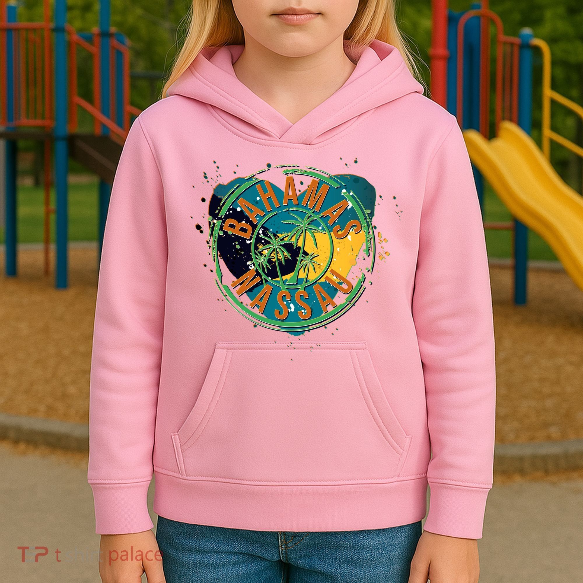 Bahamas Nassau Paint Stamp Emblem Kids Hoodie