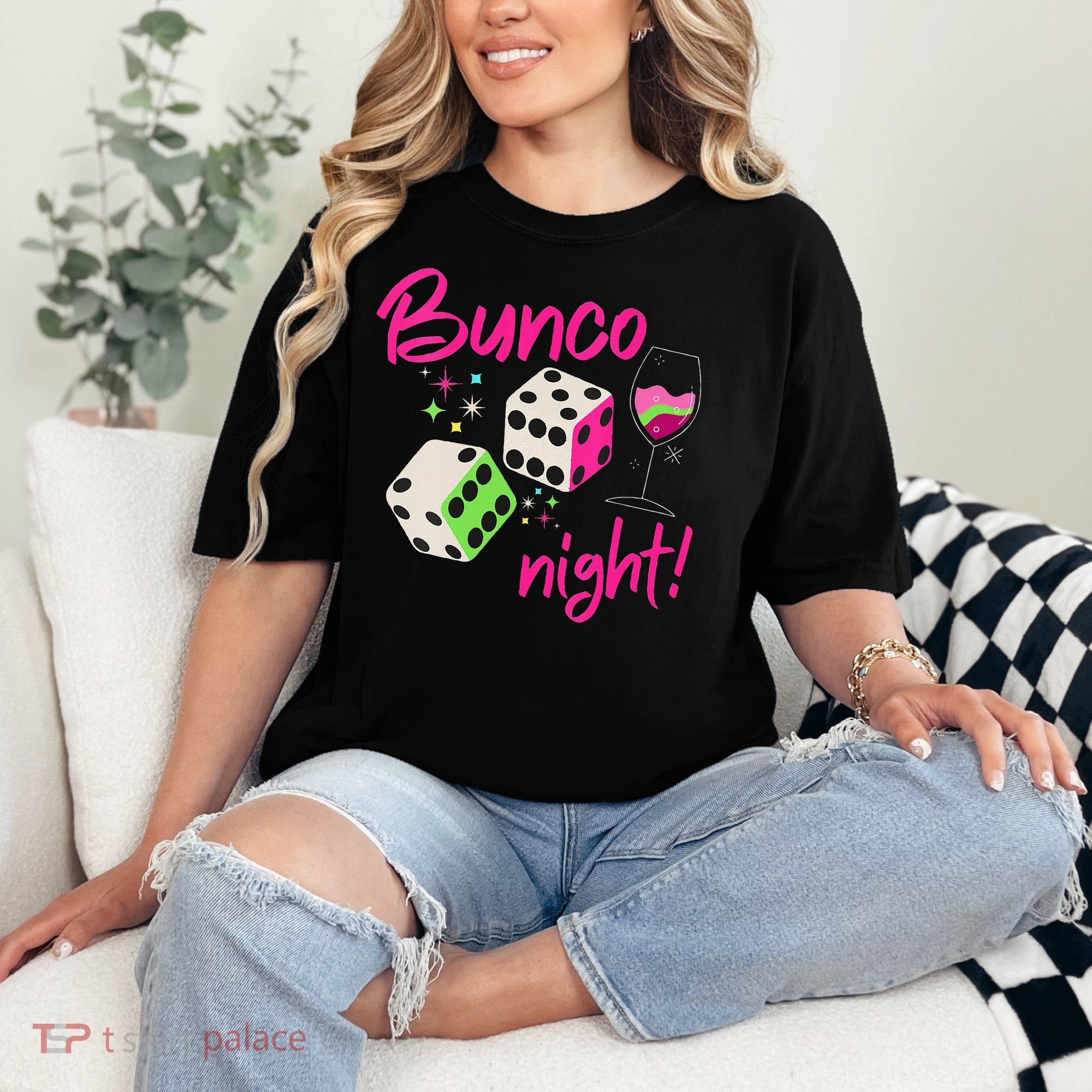 Bunco Night Retro Dice Wine Prize Comfort Colors T-Shirt