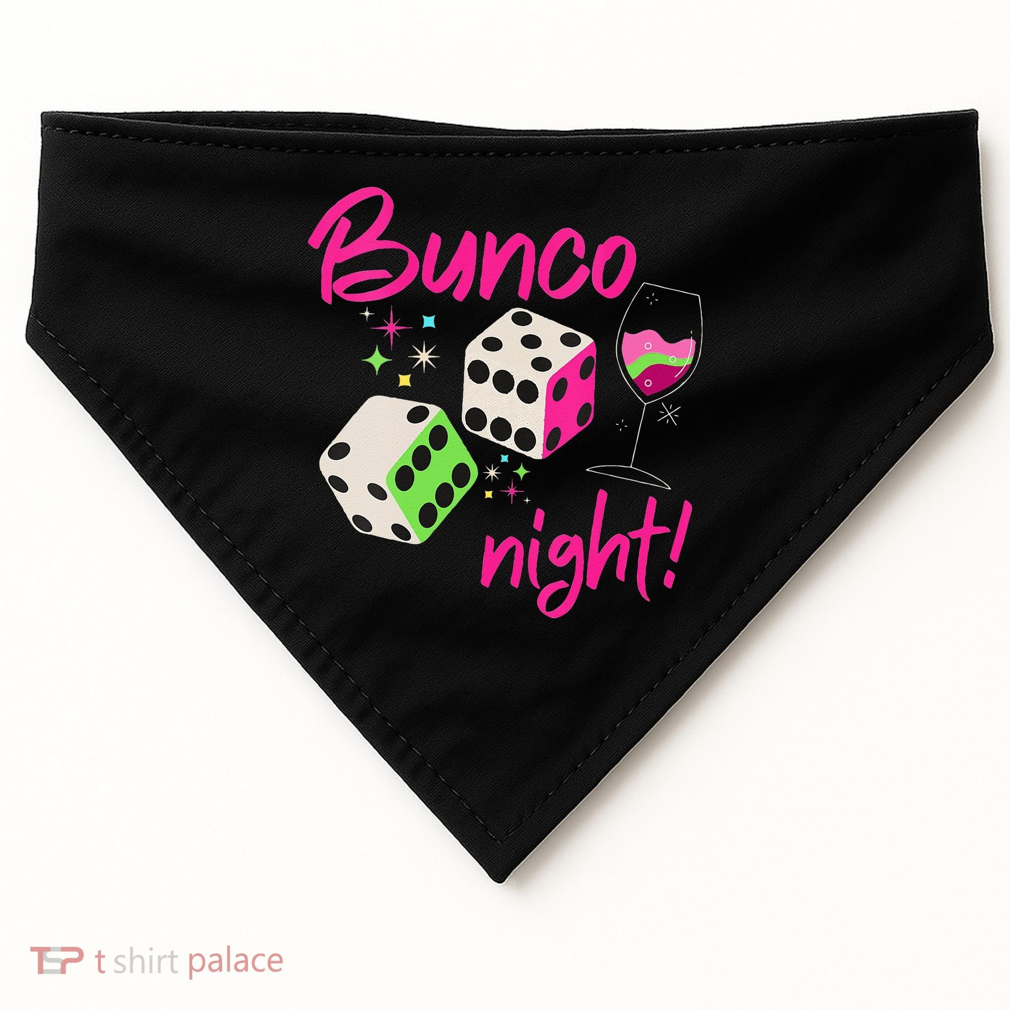 Bunco Night Retro Dice Wine Prize USA-Made Doggie Bandana