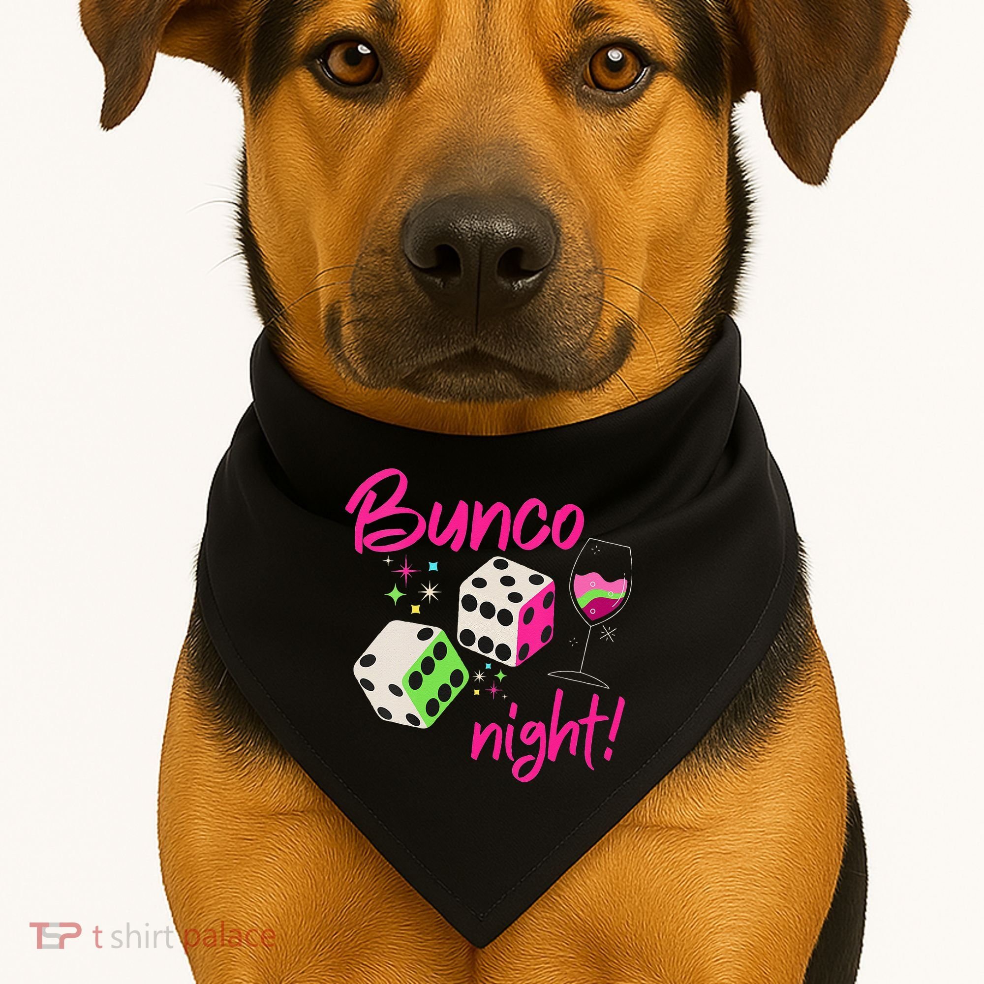 Bunco Night Retro Dice Wine Prize USA-Made Doggie Bandana