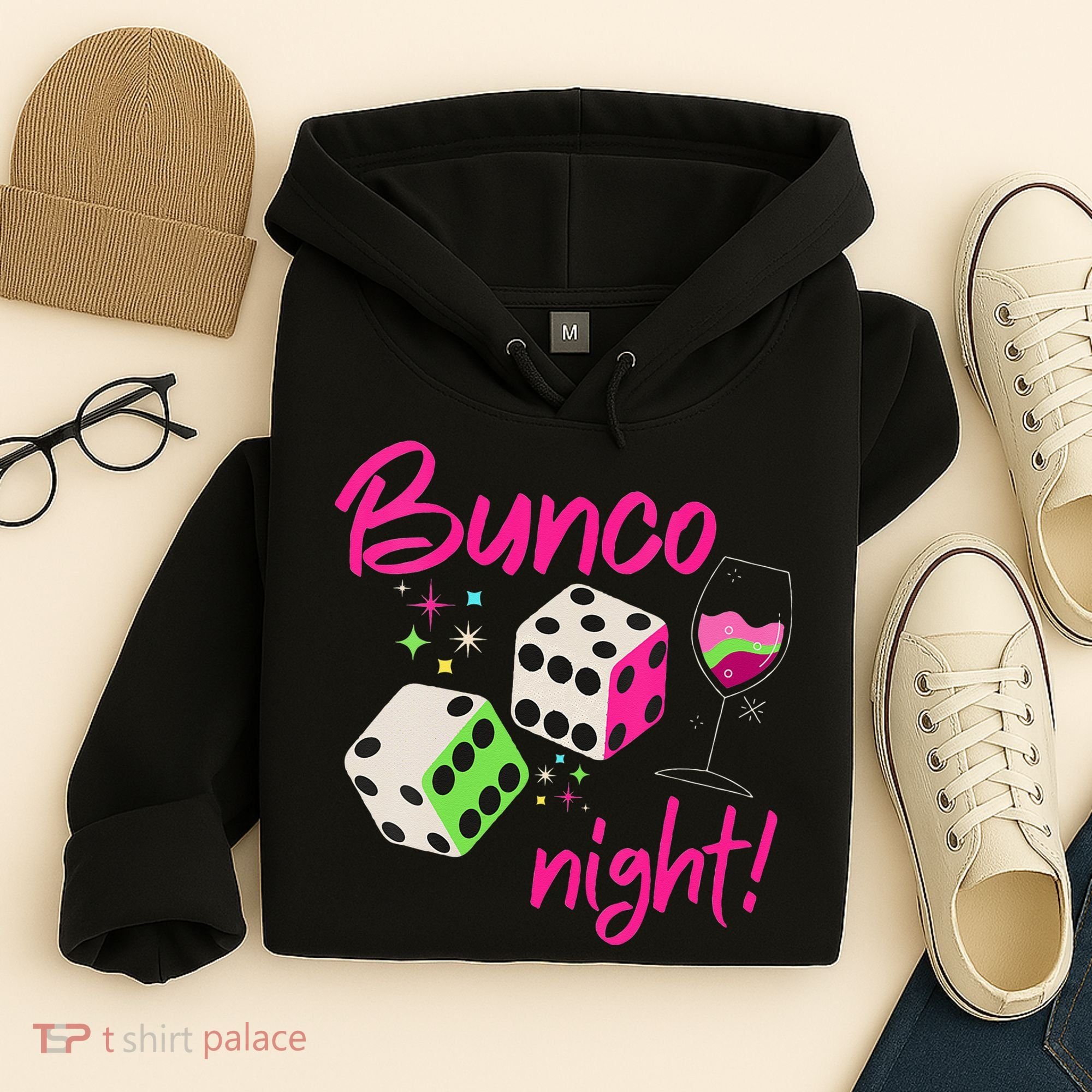 Bunco Night Retro Dice Wine Prize Hoodie
