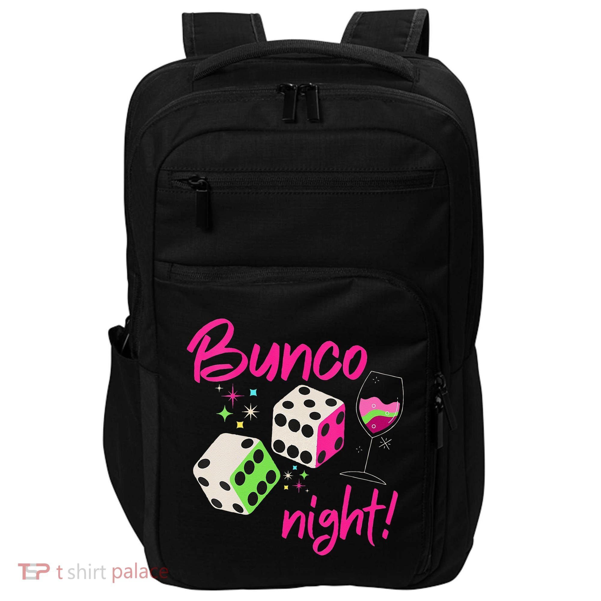 Bunco Night Retro Dice Wine Prize Impact Tech Backpack