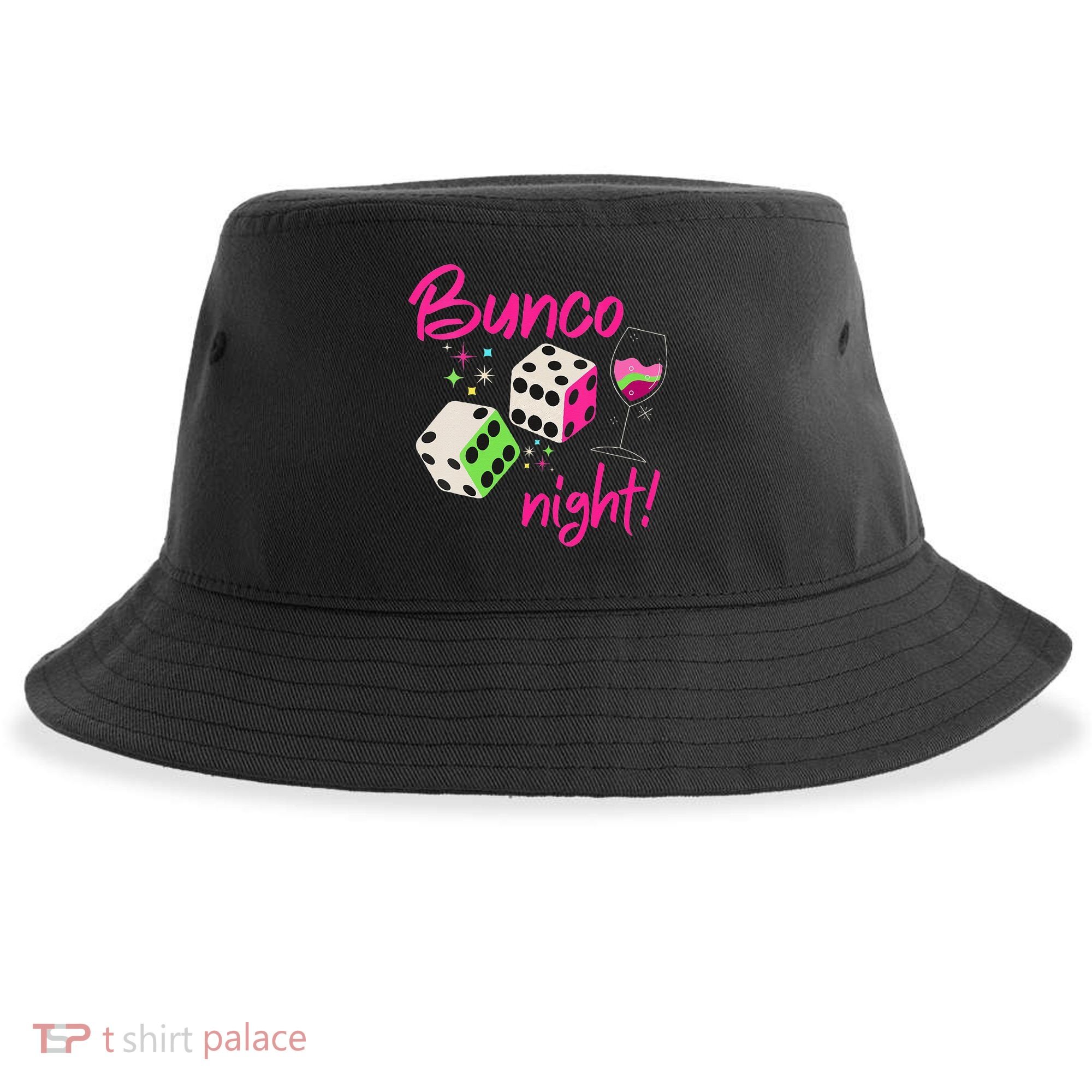 Bunco Night Retro Dice Wine Prize Sustainable Bucket Hat