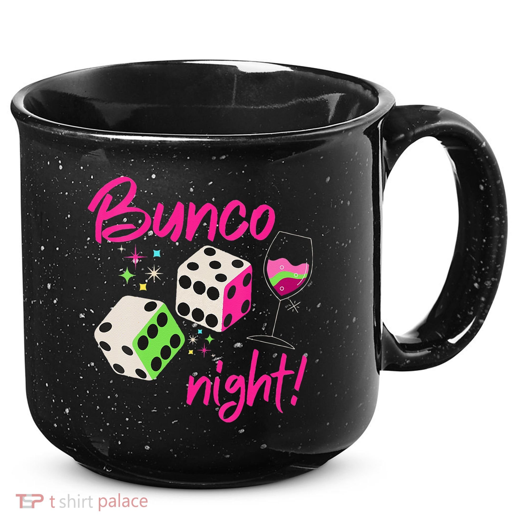 Bunco Night Retro Dice Wine Prize 15oz Campfire Ceramic Mug