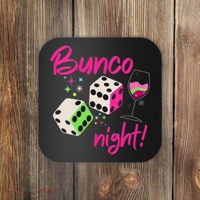 Bunco Night Retro Dice Wine Prize Coaster