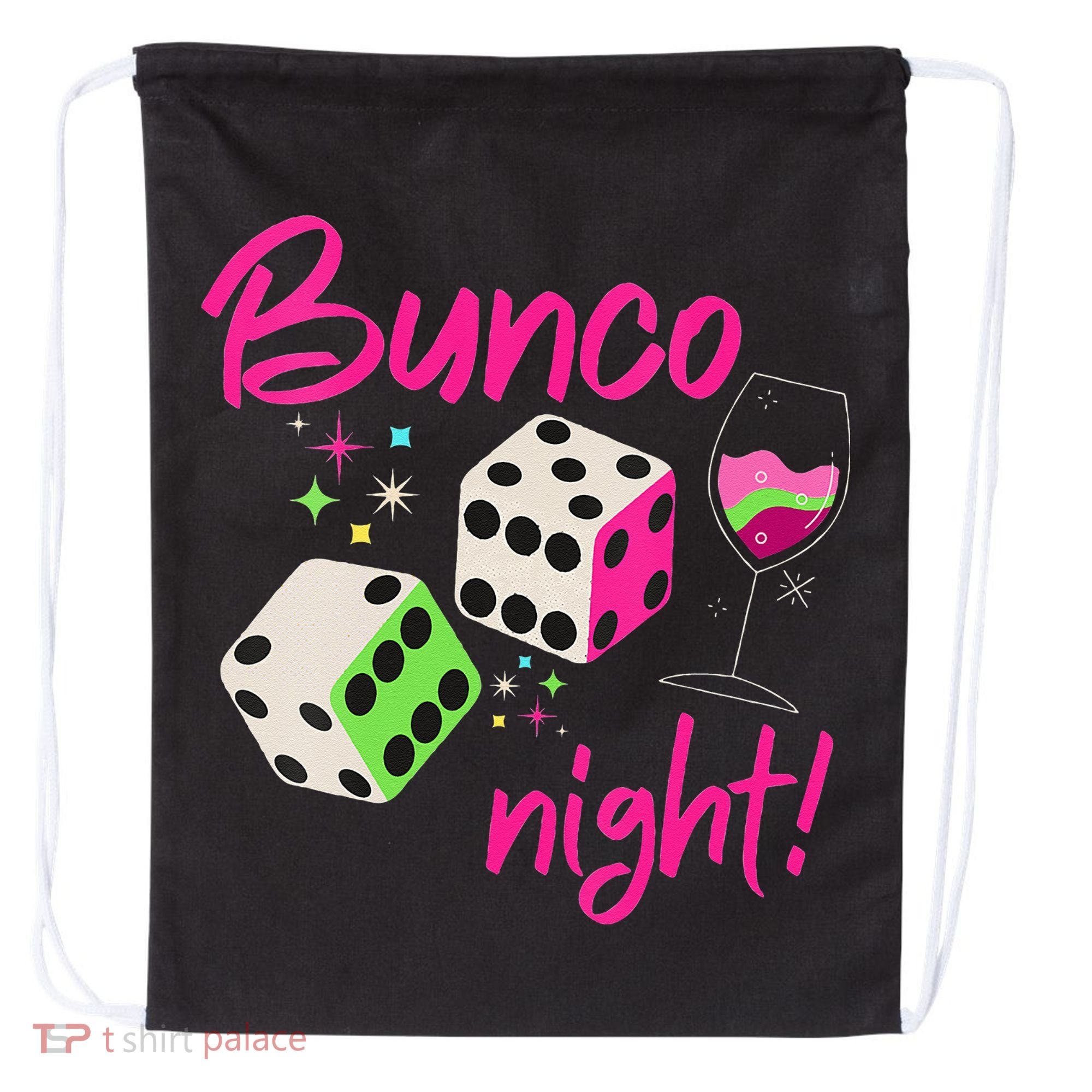 Bunco Night Retro Dice Wine Prize Drawstring Bag