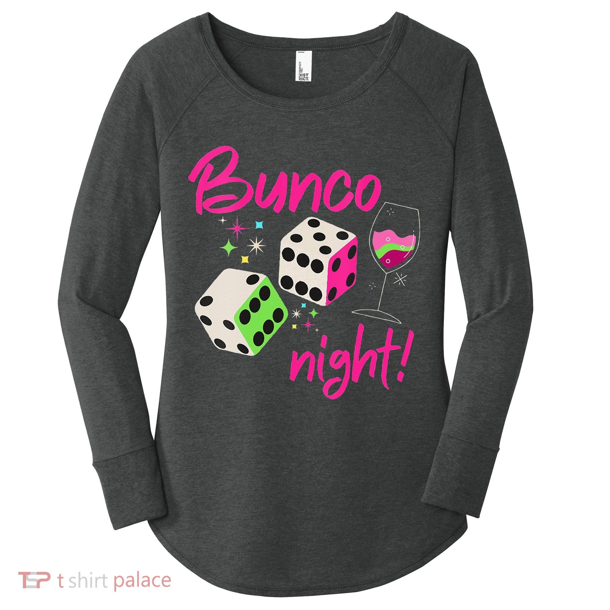 Bunco Night Retro Dice Wine Prize Women's Perfect Tri Tunic Long Sleeve Shirt