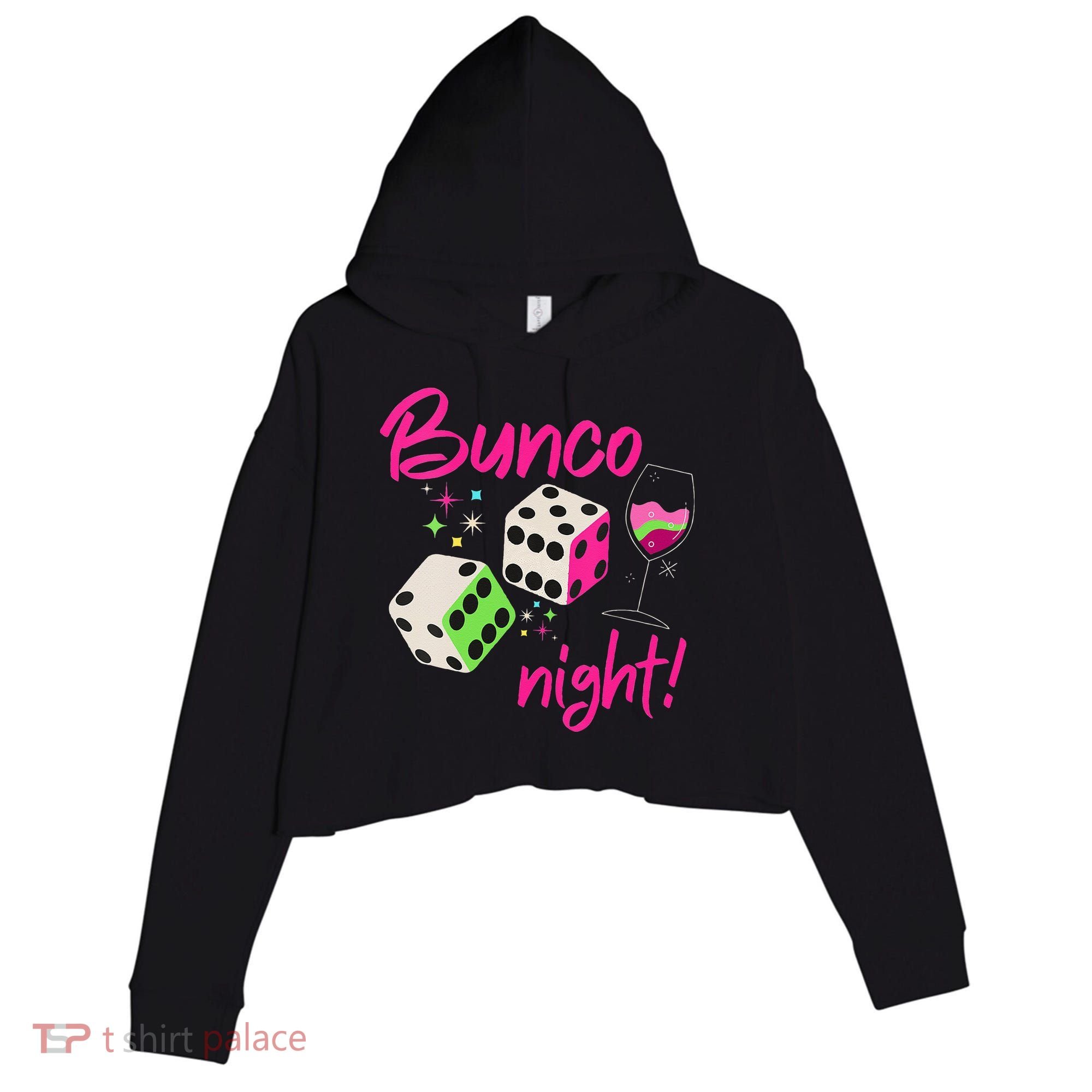 Bunco Night Retro Dice Wine Prize Crop Fleece Hoodie
