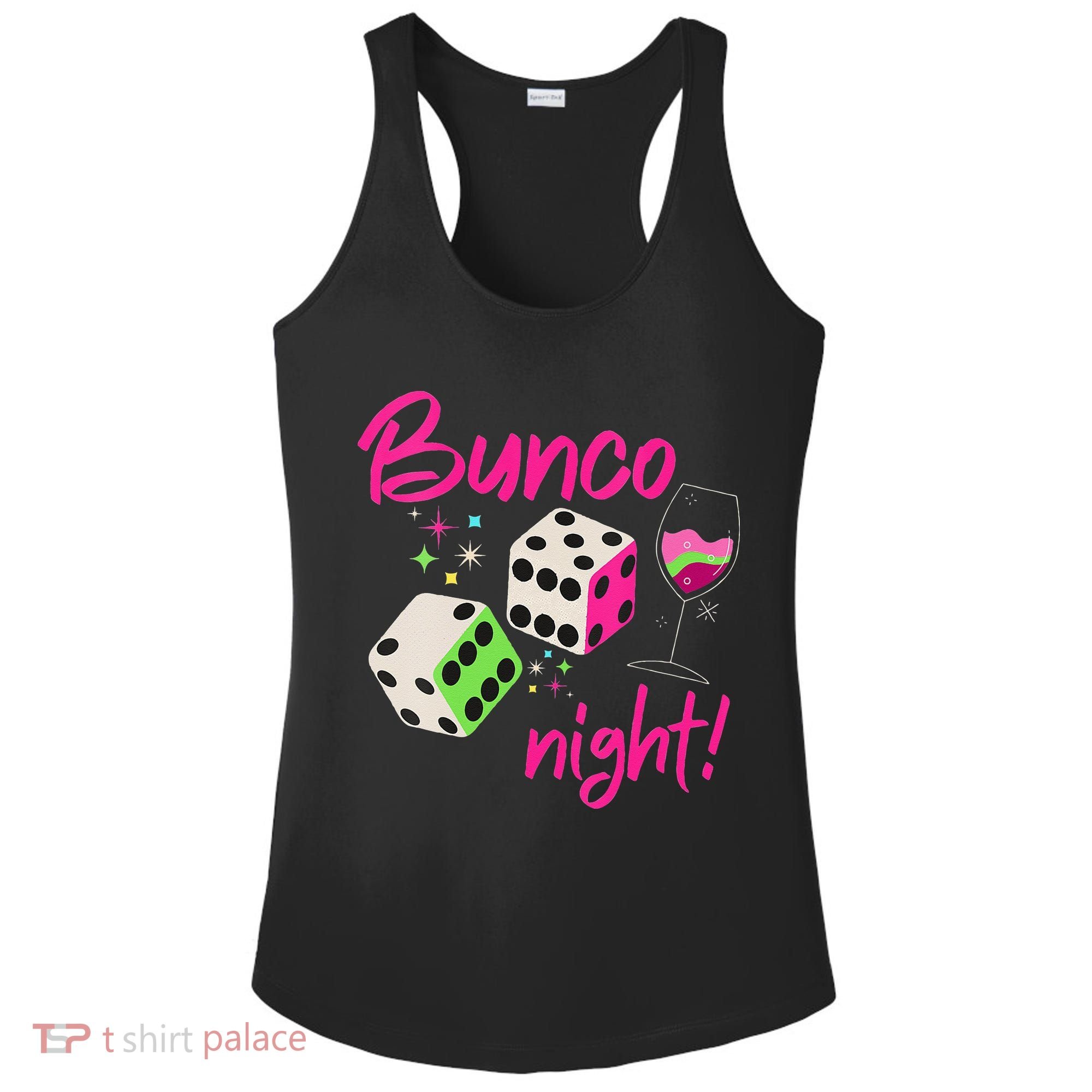 Bunco Night Retro Dice Wine Prize Ladies PosiCharge Competitor Racerback Tank
