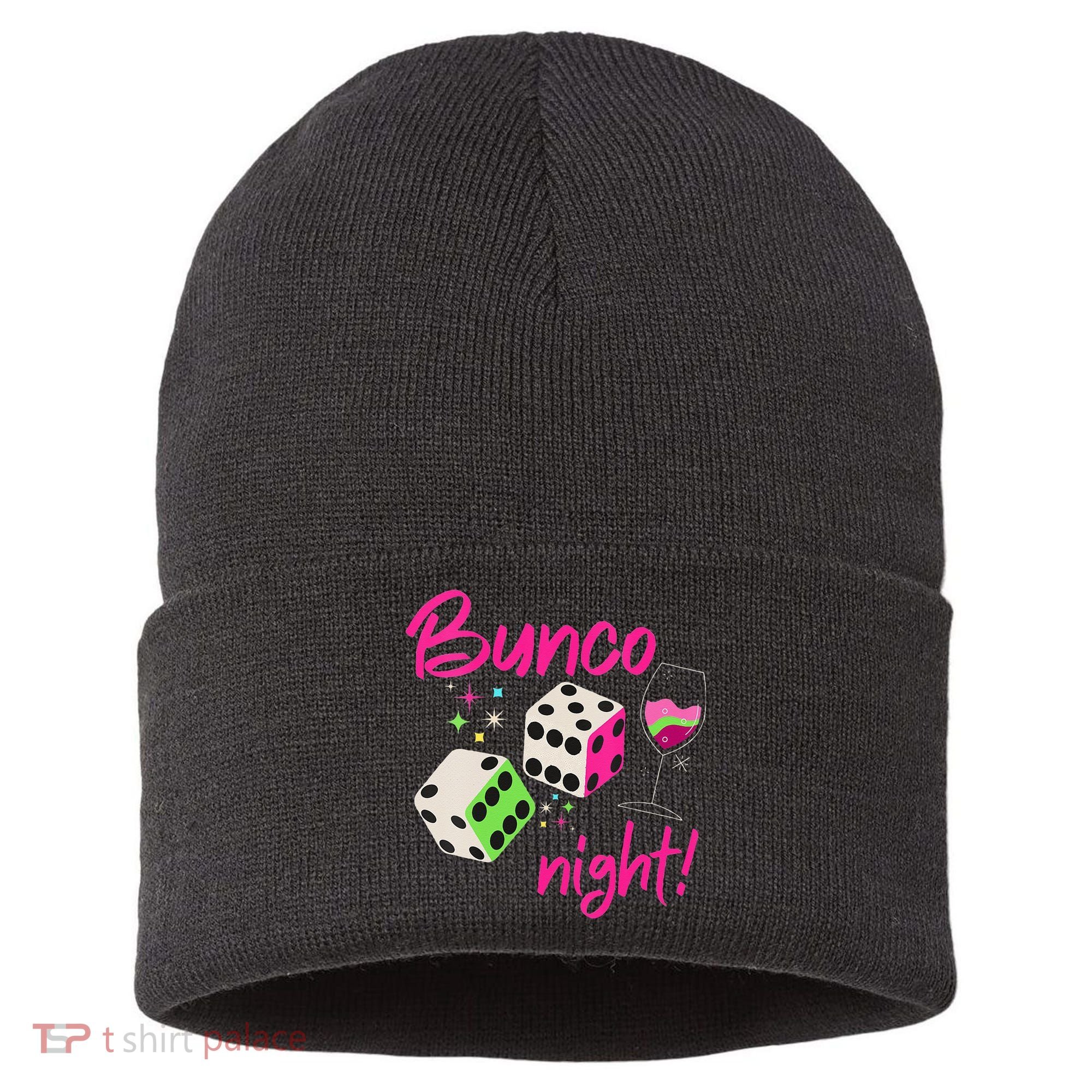 Bunco Night Retro Dice Wine Prize Sustainable Knit Beanie
