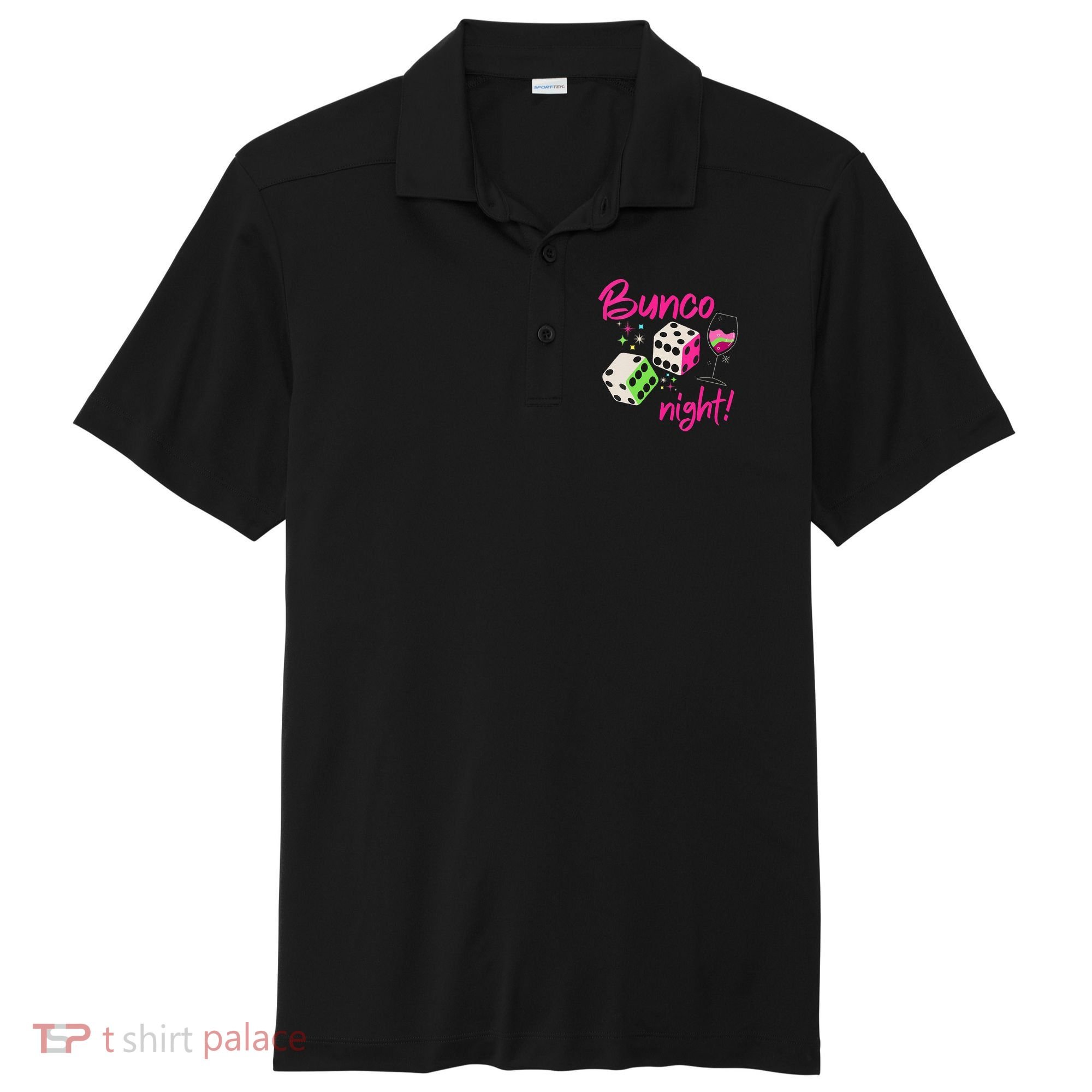 Bunco Night Retro Dice Wine Prize Sport-Tek Posi-UV Pro Polo