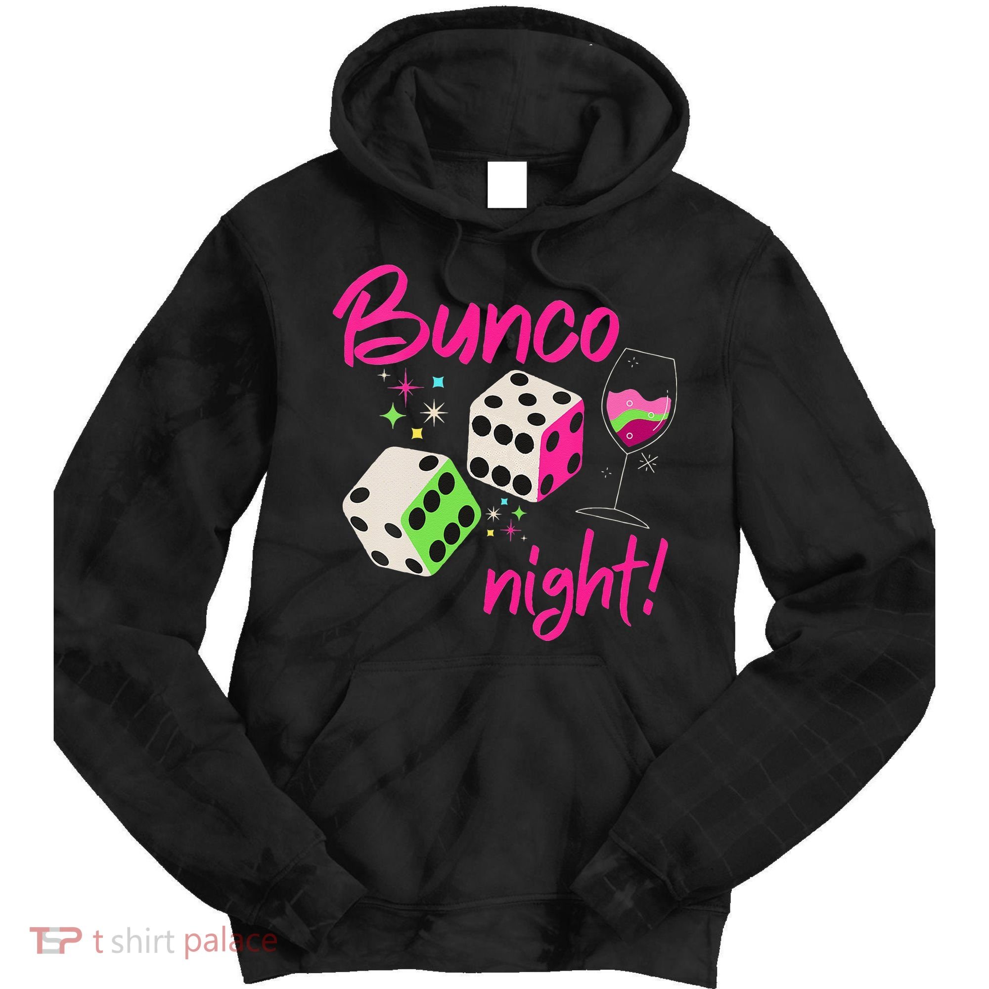 Bunco Night Retro Dice Wine Prize Tie Dye Hoodie