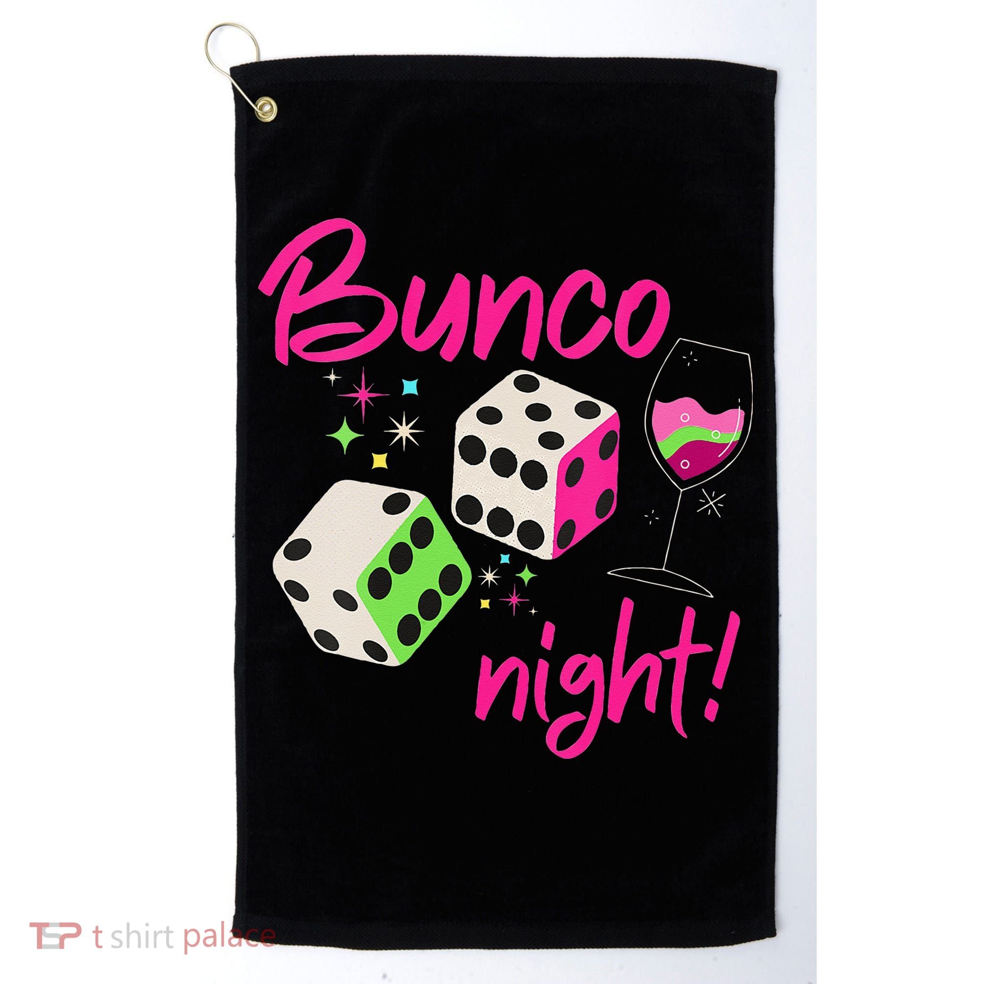 Bunco Night Retro Dice Wine Prize Golf Towel