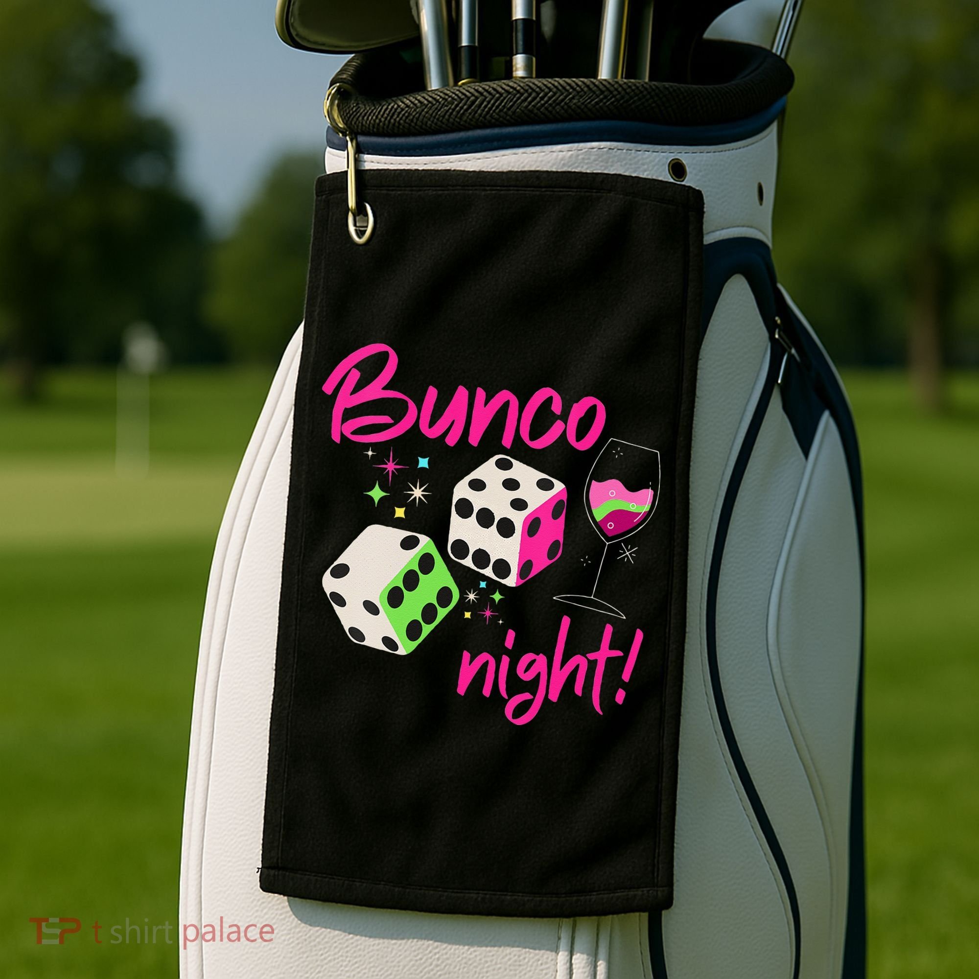 Bunco Night Retro Dice Wine Prize Golf Towel
